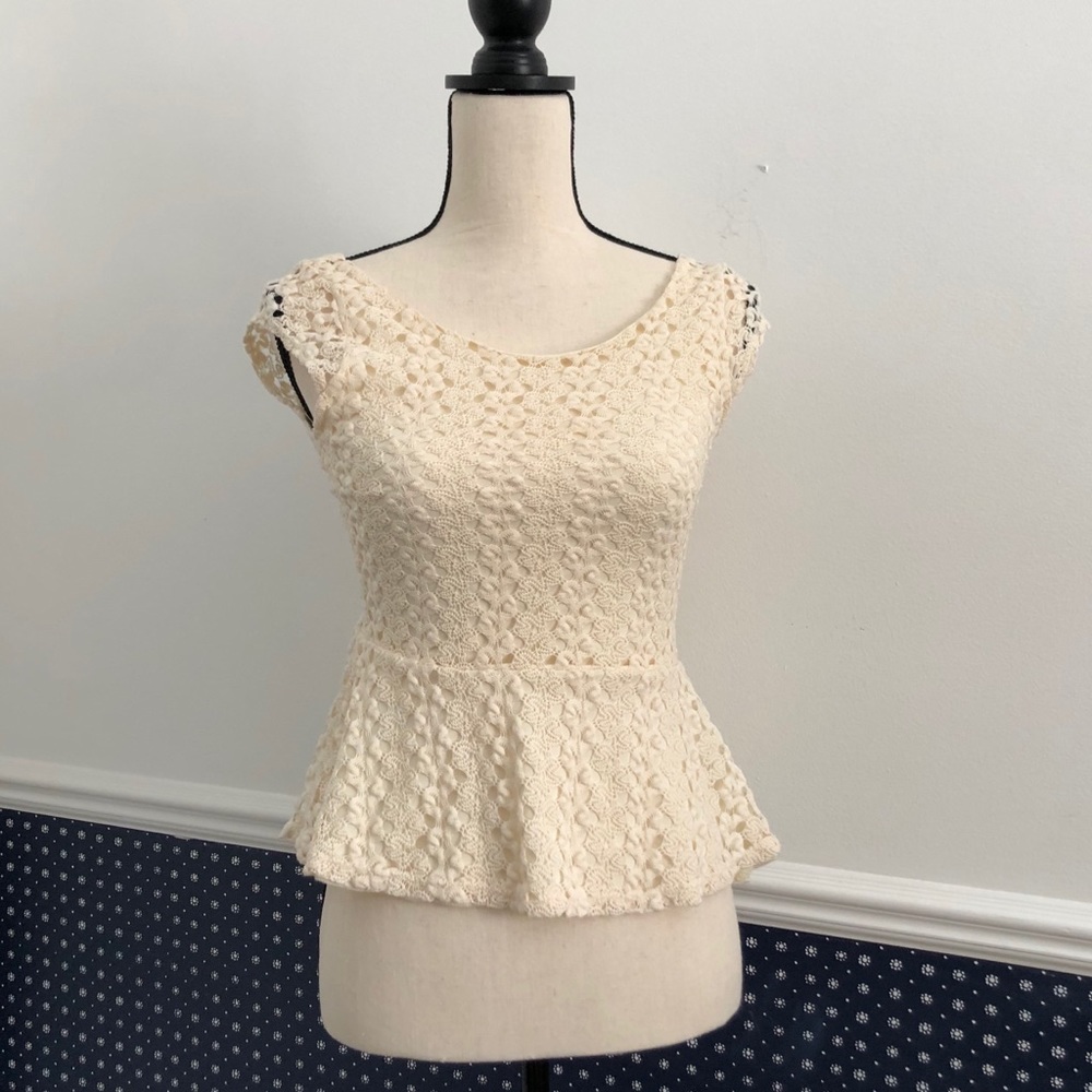 NTW Kirra Lace Peplum Tank Top with Open Back